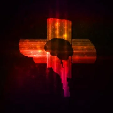 Neon brain, abstract illustration Stock Illustration
