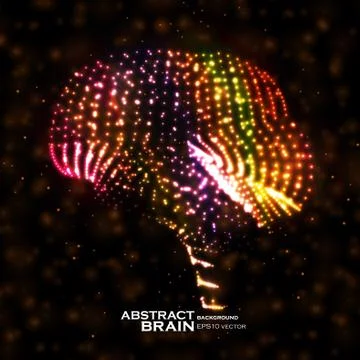 Neon brain, abstract vector illustration, bright elements - editable eps10 Illustrazione stock