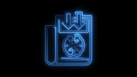 Neon brain download process digital intelligence transferring knowledge Stock Footage 322971929