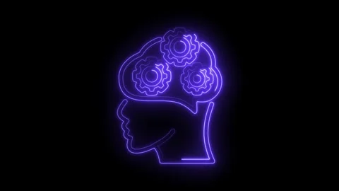 Neon brain gears concept animation represents ideas thinking and problem so.. Stock Footage 309913436