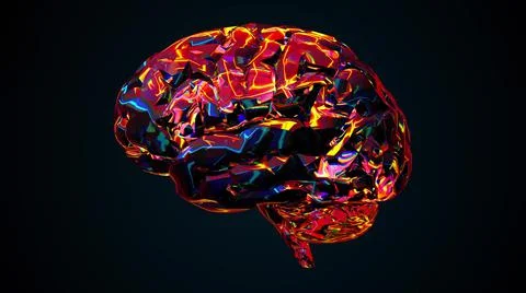 Neon brain with glossy convolutions Stock Illustration