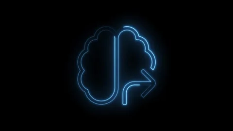 Neon brain icon animation showing critical thinking idea transfer concept o.. Stock Footage 314543497