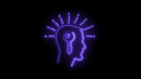 Neon brain key idea illustration animation revealing knowledge and innovati.. Stock Footage 315958249