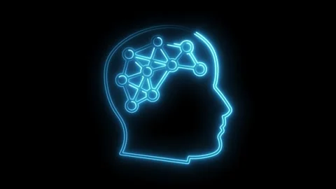 Neon brain network connection artificial intelligence concept Stock Footage 308192334