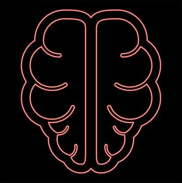 Neon brain red color vector illustration flat style image Stock Illustration