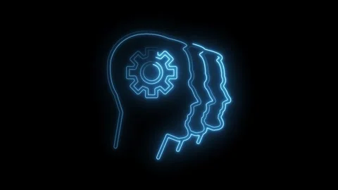 Neon brain shape with cogwheel idea generation thinking brainstorming innov.. Stock Footage 315958161