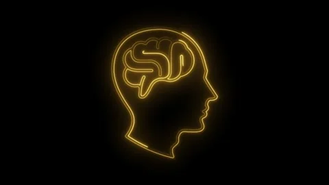 Neon brain silhouette glowing with intelligence idea generation and concept.. Stock Footage 312330733