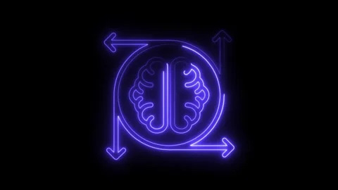 Neon brain surrounded by arrows rotation concept for brainstorming innovati.. Stock Footage 308999067