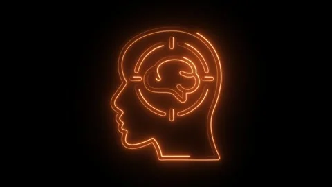 Neon brain target mind focus cognitive function creative thinking concept a.. Stock Footage 309914172