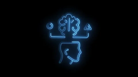 Neon brain uploading concept interface representing artificial intelligence.. Stock Footage 345989563
