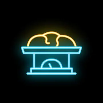 Neon bread baking in a traditional brick oven with temperature control Stock Illustration
