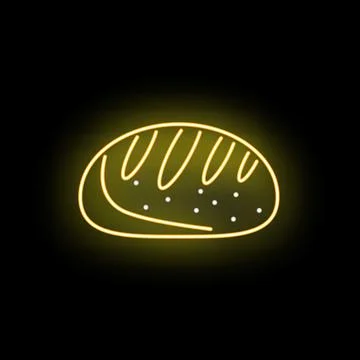 Neon bread loaf sign glowing in darkness Stock Illustration