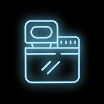 Neon bread maker icon glowing on dark background Illustrazione stock