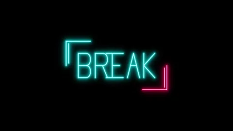 Neon break sign glowing text animation with vibrant cyan and pink light fra.. Stock Footage 344851579
