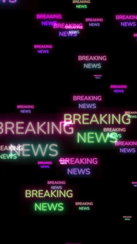 Neon Breaking News Background with Glowing Broadcast Headlines Stock Footage 344603676