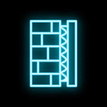 Neon brick wall waterproofing construction material icon Stock Illustration