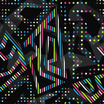 Neon bright geometric seamless pattern. Stock Illustration