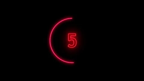 Neon bright glowing countdown timer from 10 to 0 seconds.Colorful Neon numb.. Video stock 307977460