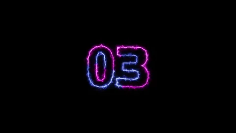 Neon bright glowing countdown timer from 5 to 0 seconds. Countdown from 5 t.. Stock Footage 327756716