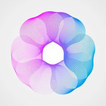 Neon Bright gradient frame of lines. Stylized guilloche. Illustrazione stock