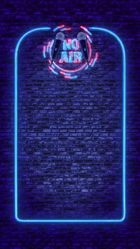 Neon Broadcast Frame on Purple Brick Wall With Copy Space Vídeos de archivo 342641132