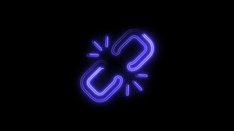 Neon broken chain link animation on black background depicting connectivity.. Stock Footage 314541448