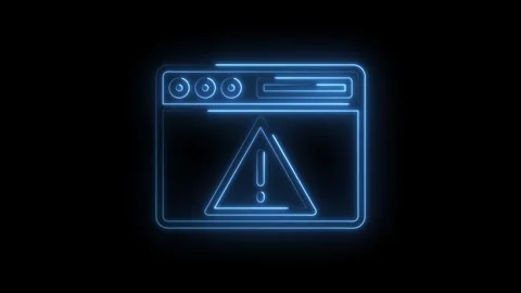 Neon browser warning message on black background animation indicating web s.. Stock Footage 314536351