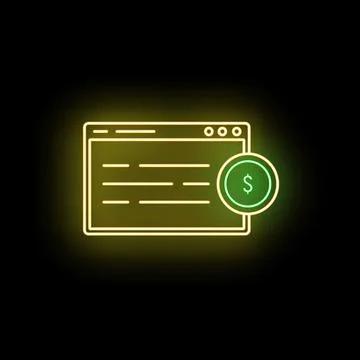 Neon browser window displaying online money payment concept Illustrazione stock