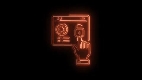 Neon browser window with padlock security and data visualization elements a.. Stock Footage 345994234