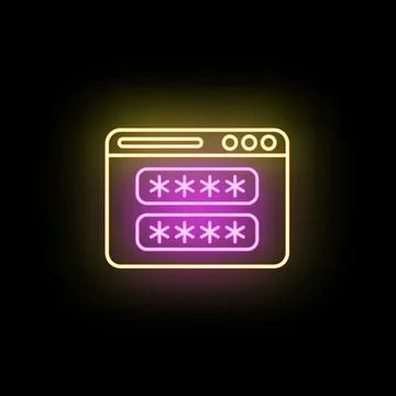 Neon browser window showing password security fields Illustrazione stock