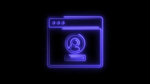 Neon browser window with user profile icon on dark background internet concept Stock Footage 322966002