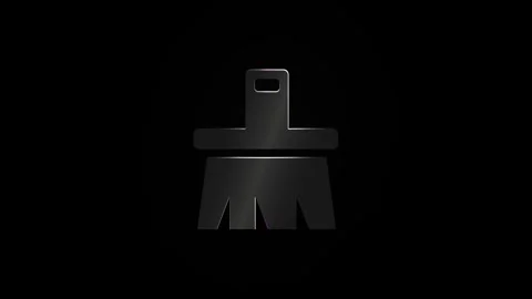 Neon brush icon animation with glowing purple lines on black background for.. Stock Footage 346499475