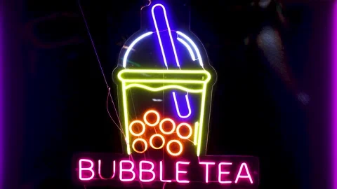 Neon Bubble Tea Sign Stock-Footage 297448973