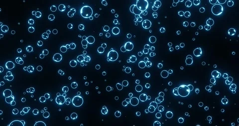 Neon Bubbles Fly Up and Burst on a Black Background Video stock 240129609