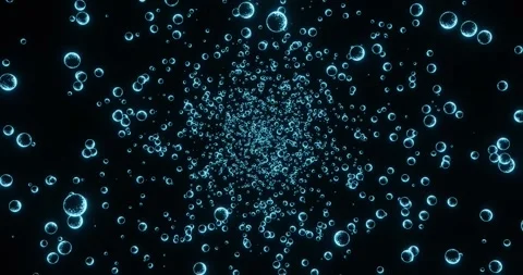Neon Bubbles Fly Up and Burst on a Black Background Stock Footage 246958513