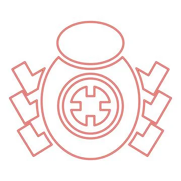 Neon bug beetle in target sight red color vector illustration image flat styl Ilustración de archivo