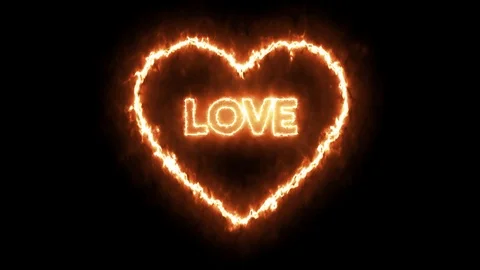 Neon, burning shape of heart. Concept of valentine, love and passion.  Stock Footage 121854281