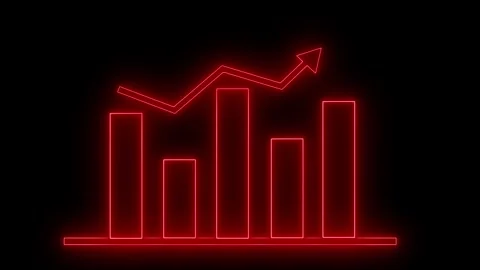 Neon Business Analytics Bar Graph with Glowing Motion, Neon Bar Chart with .. Stock Footage 318107489