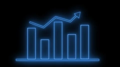 Neon Business Analytics Bar Graph with Glowing Motion, Neon Bar Chart with .. Video stock 318107491