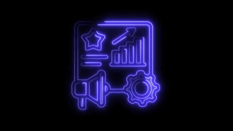 Neon business analytics data optimization and marketing tools glowing on a .. 库存影片 312310620