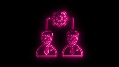 Neon business collaboration concept teamwork idea with two people connected.. Stock Footage 312306908