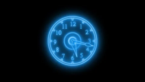 Neon Business Deadline Countdown Animation with Classic Clock Motion Stock Footage 337020884