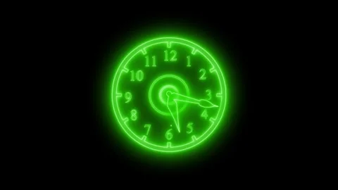 Neon Business Deadline Countdown Animation with Classic Clock Motion Stock Footage 337020934