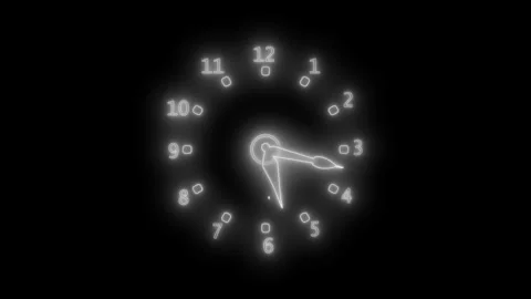 Neon Business Deadline Countdown Animation with Classic Clock Motion Stock Footage 337020989