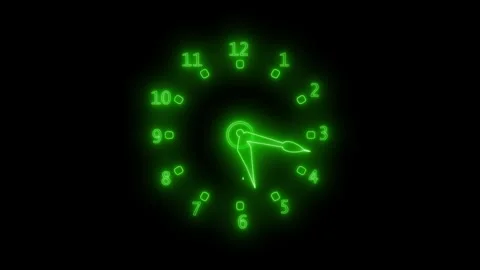 Neon Business Deadline Countdown Animation with Classic Clock Motion Stock Footage 337021086