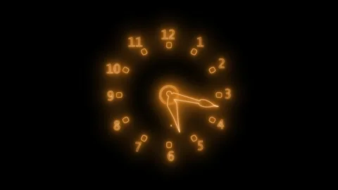 Neon Business Deadline Countdown Animation with Classic Clock Motion Stock-Footage 337021136