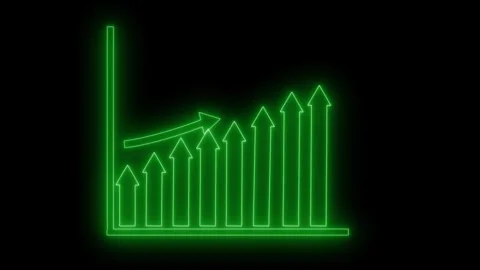 Neon Business Development Graph Animation with Rising Statistics Visualizatio Stock Footage 337007857