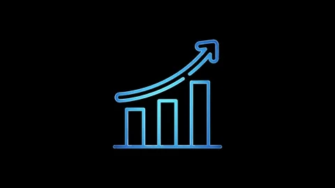 Neon Business Graph Chart Animation black background. Abstract neon line bu.. Stock Footage 305299683