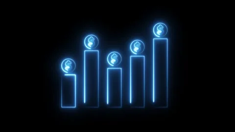 Neon business graph chart with dollar icon animation Video stock 320893175