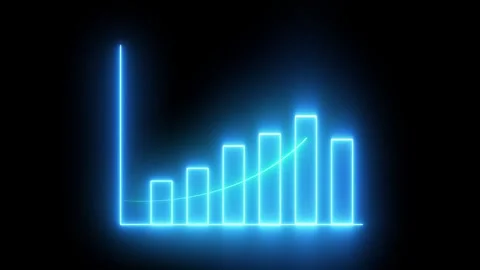 Neon business graph chart icon animation background. Neon business growth c.. Stock Footage 309384807